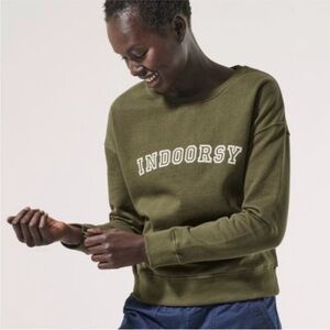 Pact organic cotton Women's Crew Neck Sweatshirt indoorsy Small in Olive Green